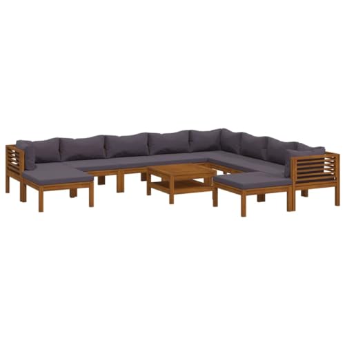 HEFZGDB 11 Piece Patio Lounge Set with Cushion Solid Acacia Wood Outdoor Patio Furniture Set Outdoor Table and Chairs Outdoor Patio Furniture Suitable for Decks, patios, Gardens. - WoodArtSupply