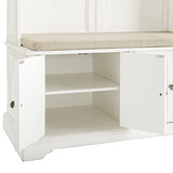 Crosley Furniture Holbrook Hall Tree with Shoe Rack Bench and Coat Hooks for Hanging Storage, Distressed White Crosley Furniture