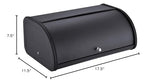 HILFA Stainless Steel Bread Box with Roll Up Lid, For Easy Kitchen Counter Storage, Bread Bin Holder,17.5X11.5X7.5 inch, Matte Black For Home and Kitchen HILFA