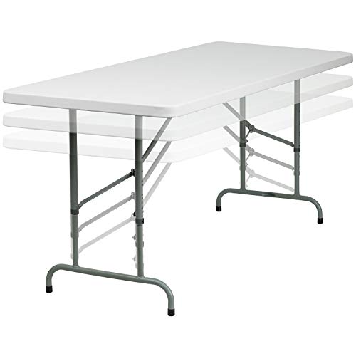 Flash Furniture Kathryn 6-Foot Height Adjustable Granite White Plastic Folding Table Flash Furniture