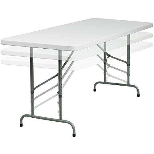 Flash Furniture Kathryn 6-Foot Height Adjustable Granite White Plastic Folding Table