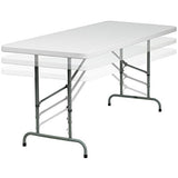 Flash Furniture Kathryn 6-Foot Height Adjustable Granite White Plastic Folding Table Flash Furniture