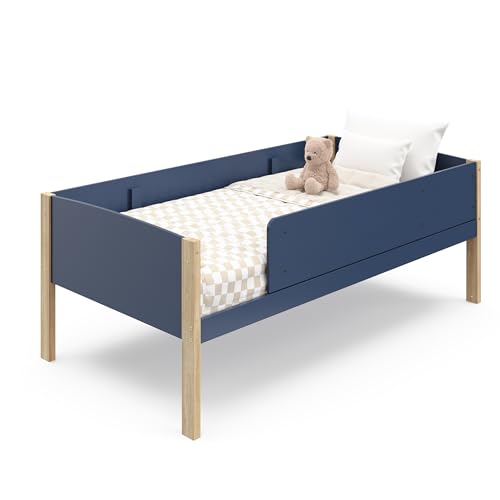 Storkcraft Next Delray Twin-Over-Twin Convertible Bunk Bed (Midnight Blue with Natural) – Modern, Stylish, 2-Tone Bunk Bed for Kids Bedroom