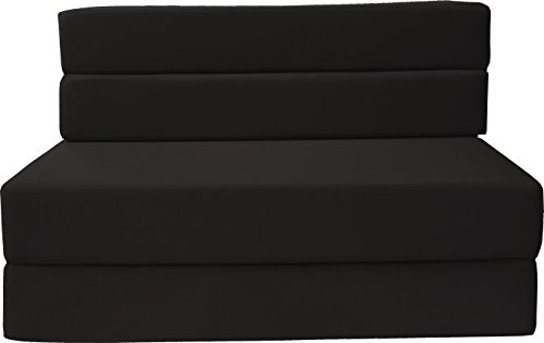 D&D Futon Furniture Folding Foam Mattress, Sofa Chair Bed, Floor Studio Guest Beds Lounger Convertible Ottoman Bench (Queen Size, Black) D&D Futon Furniture