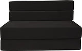 D&D Futon Furniture Folding Foam Mattress, Sofa Chair Bed, Floor Studio Guest Beds Lounger Convertible Ottoman Bench (Queen Size, Black) D&D Futon Furniture