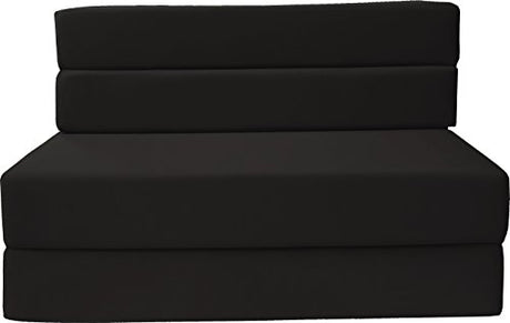 D&D Futon Furniture Folding Foam Mattress, Sofa Chair Bed, Floor Studio Guest Beds Lounger Convertible Ottoman Bench (Queen Size, Black) D&D Futon Furniture