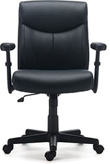 STAPLES Traymore Ergonomic Manager & Executive Office Chair, Task Desk Swivel with Wheels, Adjustable Height, Luxura Faux Leather, Black STAPLES