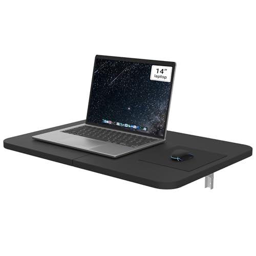 Neoaider Wall Mounted Folding Desk 23.6” x 15.7”, Drop Down Table with Metal Collapsible Brackets, Folding Wall Table for Small Spaces, Home, Office, Kitchen, Laundry Room-Black Neoaider