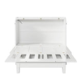 Hlcodca Murphy Cube Cabinet Bed with USB Charging Station, Solid Pine Murphy Bed Cabinet with Large Drawer, Queen Size Bed Frame for Guest Room, Home, Office (White-k) Hlcodca