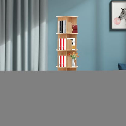 FiueStur 360-Degree Rotating 6-Tier Corner Bookshelf for Kids and Adults - WoodArtSupply