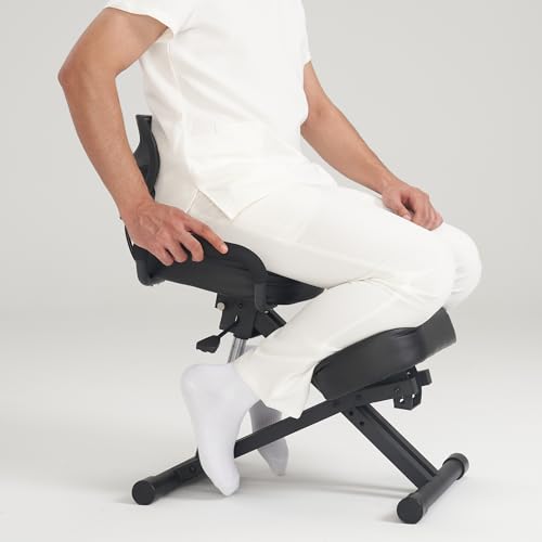 Master Massage Ergonomic Kneeling Chair with Back Support for Office -Posture Chair with Angled Seat and Backrest for Home and Office-Posture Correction Stool-Improve Your Posture Master Massage Equipment