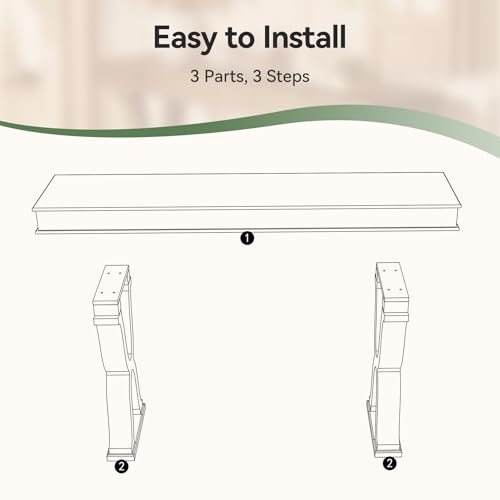 TRIBEWOOD 63-Inch Solid Wood Console Table, Farmhouse Entryway Table with X-Shaped Legs, Long Sofa Table for Living Room, Hallway, or Foyer, Easy Assembly, Anti-tip Kits TRIBEWOOD