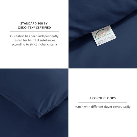 CozyLux Navy Blue Queen Comforter Set, 3 Pieces Solid Breathable Quilted Style Bedding Sets, Luxury Fluffy Soft Bed Set with Down Alternative Comforter for All Season (1 Comforter & 2 Pillowcases) CozyLux