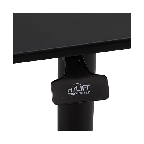 Seville Classics Airlift Height Adjustable Pneumatic Laptop Sit Stand Desk Mobile Rolling Cart, Computer Workstation for Home Office, Classroom, Black, 28" Premium Desktop (New Model) Seville Classics