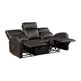 Lexicon Manual Reclining Sofa, Faux Leather Recliner Sofa, Wall Hugger, Track Arms, Magazine Pockets, Manual Dual Recliners Couch for Living Room/Office/Apartment, Easy Assembly, Espresso Lexicon
