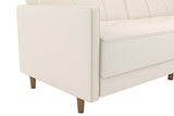 DHP Andora 76 Inch Futon Sofa Bed in Faux Leather, Modern Upholstered Couch Sleeper with Button Tufted Back and Seat, White DHP