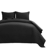 Lush Decor Ava Diamond Cotton Quilt King Size 3 Piece Set Black - Black Bedding Set King Quilt - Modern Minimalist Decor - Fall Quilts Lush Decor