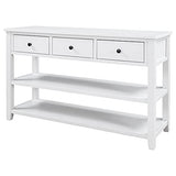 Mid-Century Console Table Modern Solid Wood Frame Sofa Table with 2 Tier Open Shelves and 3 Top Storage Drawers Entryway Table for Living Room Hallway Foyer, Easy Assembly Knocbel