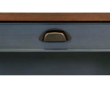 Martin Furniture Farmhouse Wood Half-Pedestal Writing, Open L-Shaped Table, Office Return, Blue Desk Martin Furniture