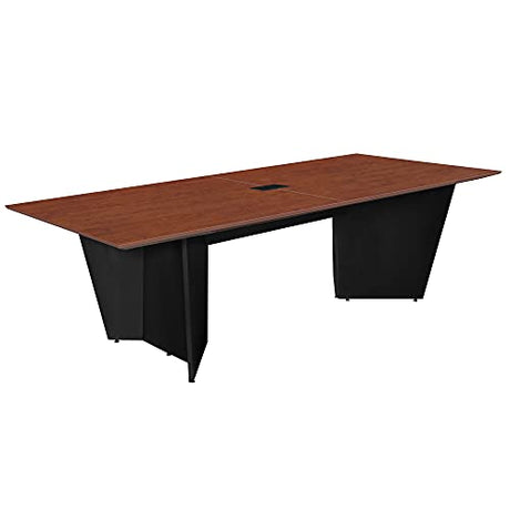 Regency Array 96" Conference Table with Built-in Power & Data Grommet – Modern Tapered Leg Design, Cable Management, Meeting & Boardroom Table Seats 4-8 People (Cherry, Black) Regency