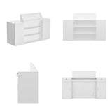 AIEGLE 61" Reception Desk with LED Lights & Lockable Drawers, Check Out Counter w/Cabinet & Display Shelves, Modern White Front Reception Desk w/Keyboard Tray for Lobbies, Salons, Retail AIEGLE