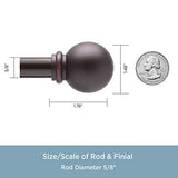 Kenney KN71706 Chelsea Ball End Standard Decorative Window Curtain Rod, 28-48" Adjustable Length, Weathered Brown Finish, 5/8" Diameter Steel Tube, 1-Pack Kenney