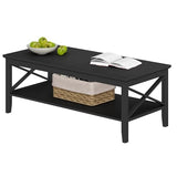 ChooChoo Oxford Coffee Table with Thicker Legs, Black Wood Coffee Table with Storage for Living Room, 47 inch ChooChoo