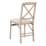 Linon Triena 19" Transitional Wood X-Back Folding Chairs with Padded Seat, Fully Assembled in Graywash (Set of 2) Linon