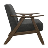 Lexicon Mid Century Modern Accent Chair with Solid Wood Frame in Walnut Finish, Upholstered Living Room Lounge Arm Chair, Thick and Comfy Innerspring Seat Cushion, Linen-Look Fabric, Dark Grey Lexicon