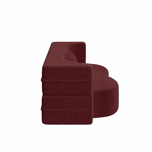 78" Oversized Convertible Folding Sleeper Sofa Bed, Fold Out Floor Lounge Sofa Couch with Curved Design, Cloud Teddy Fleece Upholstered Foldable Mattress Couch Cozy Sofabed for Living Room Eafurn