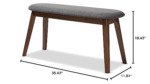 Baxton Studio Easton Mid-Century Modern Dark Grey Fabric Upholstered Walnut Finished Wood Bench Baxton Studio
