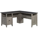 Sauder August Hill L-Shaped Home Office Desk, L: 59.06" x W: 58.74" x H: 29.25", Mystic Oak finish Sauder