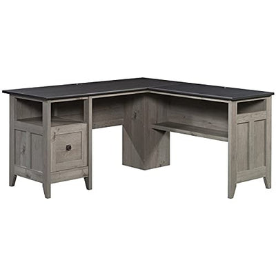 Sauder August Hill L-Shaped Home Office Desk, L: 59.06" x W: 58.74" x H: 29.25", Mystic Oak finish