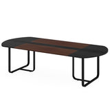 Tribesigns 70.86'' Modern Oval Executive Computer Desk with Two-Tone Finish Splicing Board, Large Double Desk for Workstation, Curved Home Office Desks for 2 Person (Walnut+Black) Tribesigns