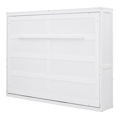 Harper & Bright Designs Queen Size Murphy Bed, Wall Bed, No Box Spring Needed, White Harper & Bright Designs