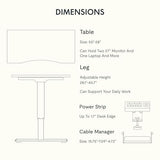 FLEXISPOT EN2 Whole-Piece Bamboo Standing Desk with Clamp Power Strip, 55 x 28 Electric Stand Up Height Adjustable Desk with Cable Management (Black Frame + 55" Bamboo Top, 2 Packages) FLEXISPOT