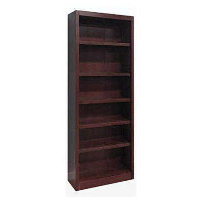 BOWERY HILL 84" Traditional Cherry 6-Shelf Wood Bookcase - WoodArtSupply