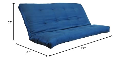 Kodiak Furniture Queen-Size Traditional Suede Fabric Futon Mattress in Blue Kodiak Furniture