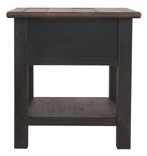 Signature Design by Ashley Tyler Creek Rustic End Table with Storage Drawer and Fixed Shelf, Brown & Black