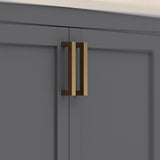 Ayna Decors Rooh 72 in Charcoal Grey Double Sink Bathroom Vanity Set with White Quartz Countertop | 4 Soft Closing Doors | 5 Full Extention Soft Close Drawers | Gold Hardware Ayna Decors