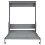 FAVSH Queen Size Murphy Bed with Shelf, Modern Solid Pine Wood Wall Bed, Space-Saving Hidden Bed,Fold-The-Way Bed for Bedroom,No Box Spring Needed,Grey FAVSH