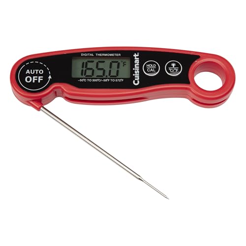 Cuisinart LCD Digital Instant Read Thermometer, Water Resistant Meat Thermometer for Home & Grill, Digital Grill Thermometer with Calibration & Backlight, Home Gadget, BBQ, Smoker, Oil Fry & Candy
