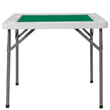Flash Furniture Silas 34.5" Square Folding Card Table with Felt Green Surface and Cup Holders, Portable Folding Game Table for 4 Players, White/Green Flash Furniture