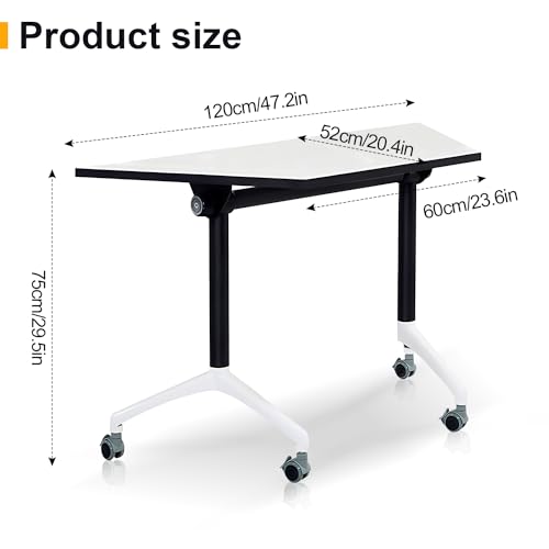Conference Table, Mobile Training Table with Silent Wheels, Modern Flip Top Foldable Conference Room Table,Rolling Meeting Tables,Seminar Conference Tables for Office, Meeting Room (6pack) VORDERRY