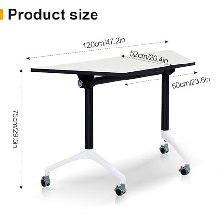 Conference Table, Mobile Training Table with Silent Wheels, Modern Flip Top Foldable Conference Room Table,Rolling Meeting Tables,Seminar Conference Tables for Office, Meeting Room (6pack) VORDERRY
