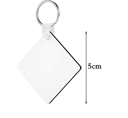 alblinsy hefei 10pcs DIY Sublimation Double-Sided Heat Transfer Keychain Blanks Wooden Hard Board Key Rings White Blank MDF Key Chain for Heat Press(square)