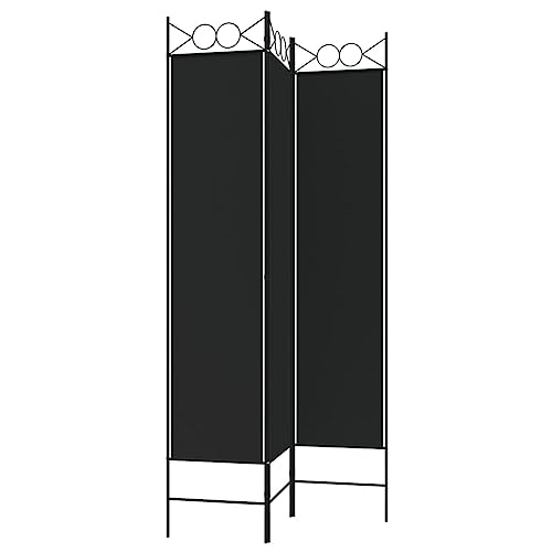 vidaXL 3-Panel Room Divider - Black 47.2"x78.7" Fabric - Versatile Decorative Screen for Indoor Privacy, Sunlight Blocker, Easy to Install and Store vidaXL