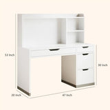 MaverickFurni White Desk with Hutch and Drawers, 53 Inch Computer Desk with Storage File Drawer, White Study Desk with 4 Drawers for Bedroom, Small Space MaverickFurni
