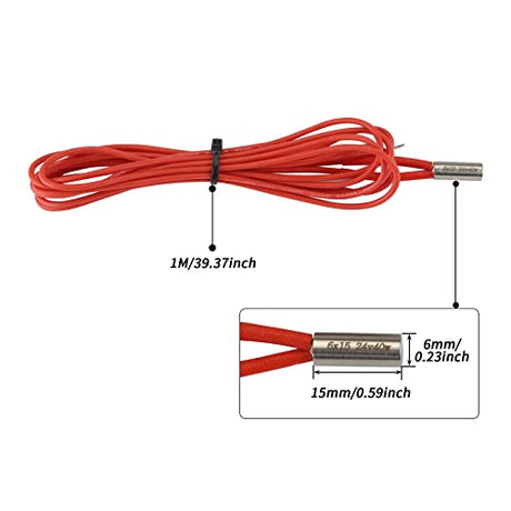 FYSETC 2Pcs Prusa i3 MK3s+ Heater Cartridge 24V 40W 6x15 Heating Tube Pipe 1Meter(39.3in) for Prusa i3 MK3S/ MK3S+3D Printer Hotend Parts FYSETC