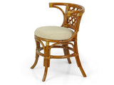 Borneo Compact Dining Set Colonial Color, Table with Glass Top + 2 Chairs with Cream Cushions, Handmade Natural Wicker Rattan Furniture Wickerix